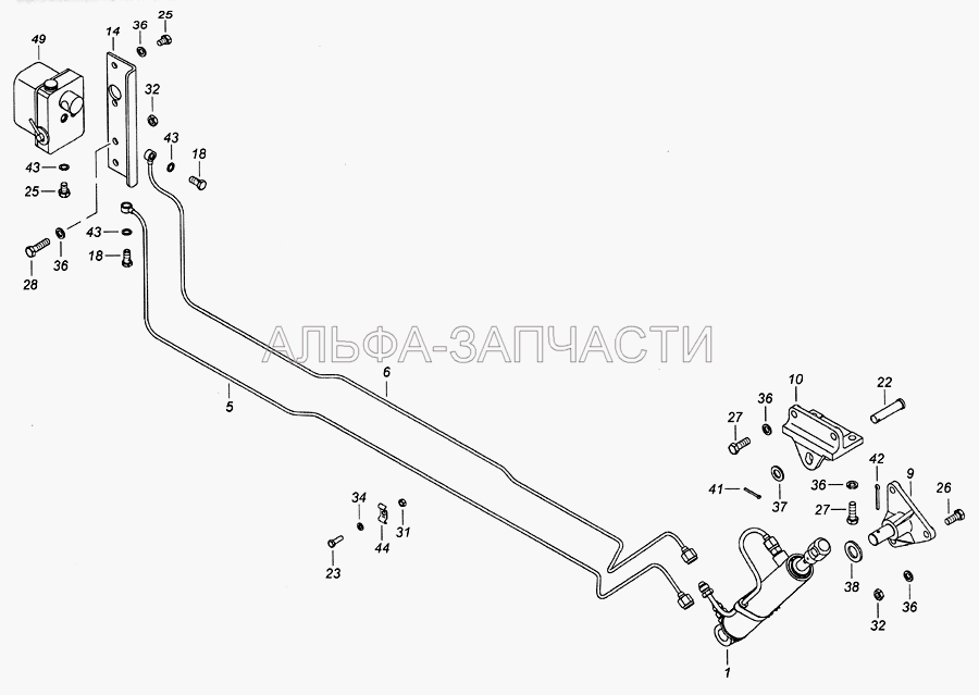 6520-5000079-01 Установка механизма опрокидывания кабины (1/55407/21 Болт М12х1,25-6gх45) 